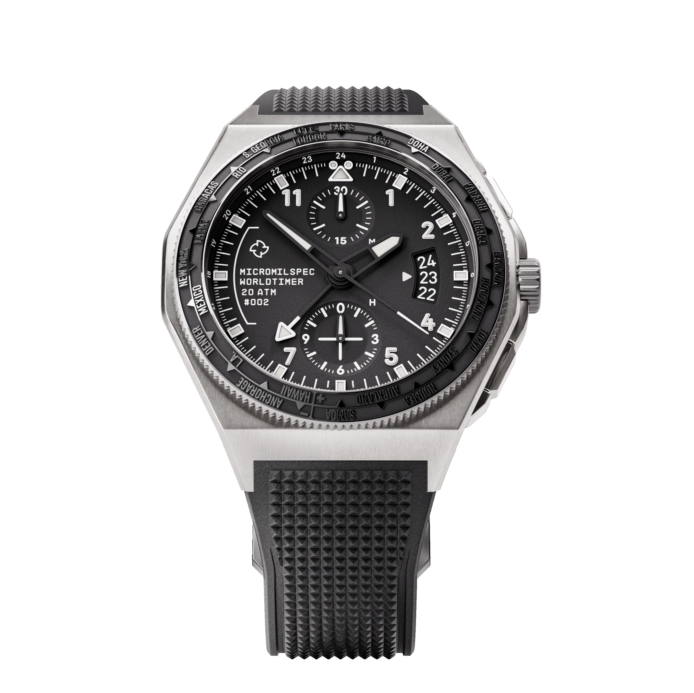 Worldtimer Black with Black Rubber